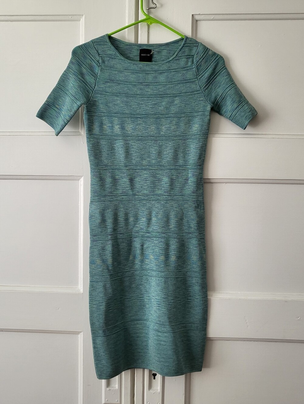 Anthropologie Rolo & Ale Turquoise Knit Bodycon Dress Panels Heathered S